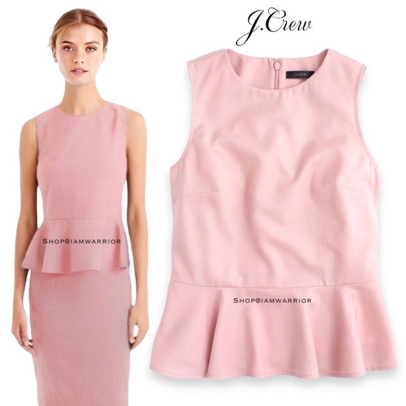 J.Crew NWT rose pink peplum top in super 120s fine wool *shop@iamwarrior - Picture 1 of 8